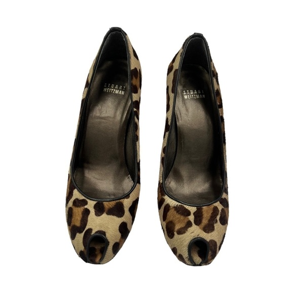 STUART WEITZMAN Pipespy Leopard-print Calf Hair Peep-Toe Platform Pump - Picture 8 of 13